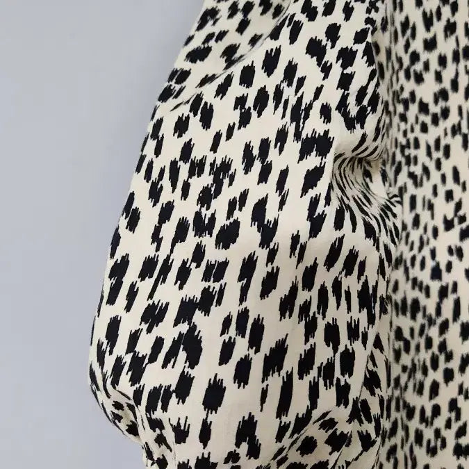[BUNJANG] Puff Sleeve Leopard Print Mini Dress / 퍼프 반팔 레오파드 패턴 미니 원피스