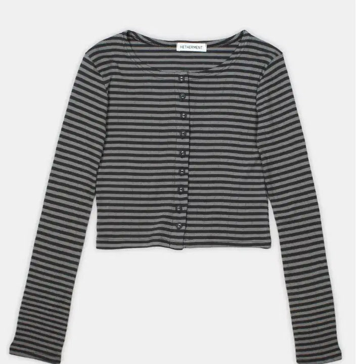[BUNJANG] Headment Stripe Jersey Cardigan Charcoal / 헤더먼트)stripe jersey cardigan 차콜