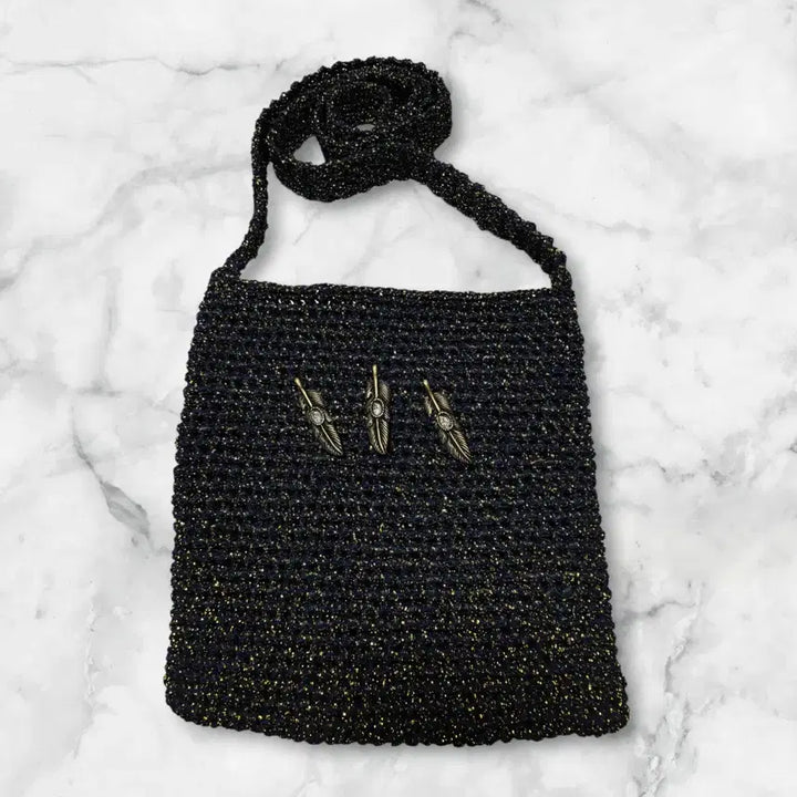 [BUNJANG] Handmade Navy Gold Thread Mini Crossbody Bag / 미니 크로스백 (새상품)