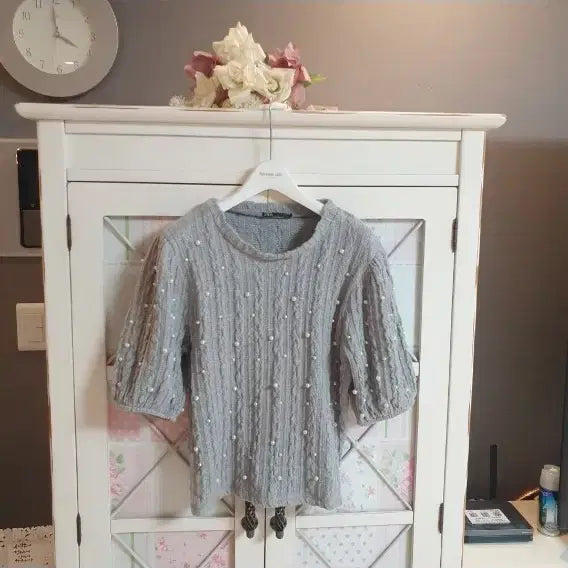 [BUNJANG] Zara Pearl Detail Knit Sweater / 자라 니트 스웨터/55-66
