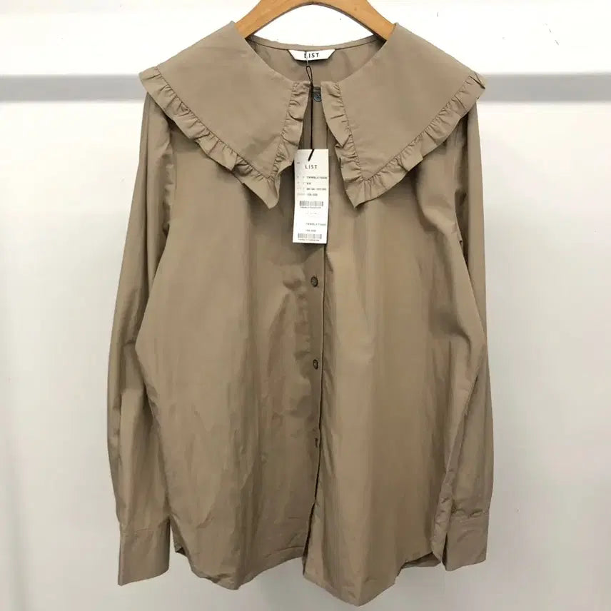 [BUNJANG] LIST Frill Big Collar Blouse (Size 66) / 새상품) LIST 프릴 빅카라 블라우스 66