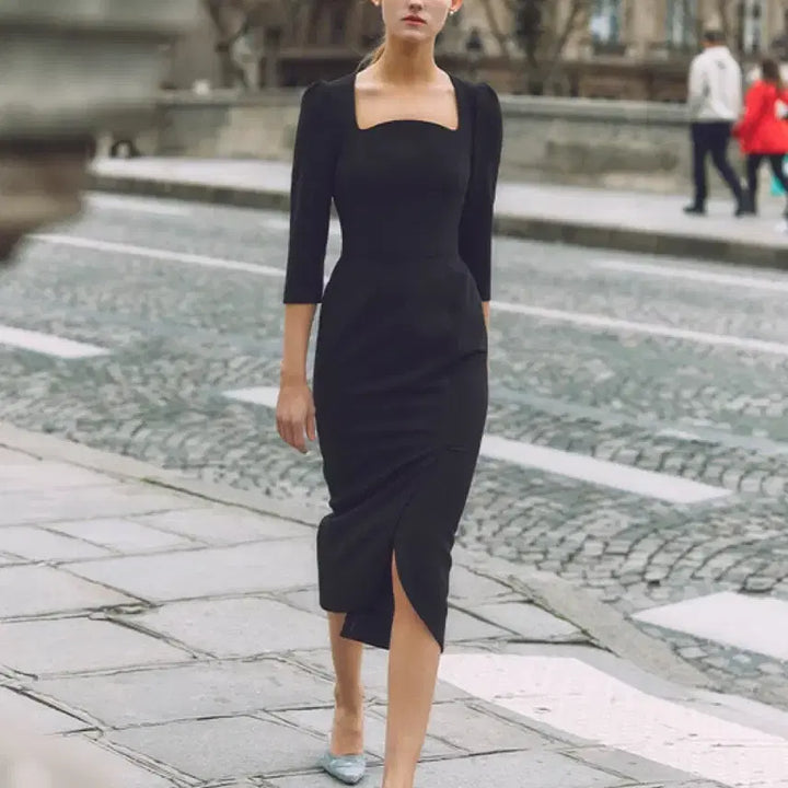 [BUNJANG] Bride And You AMELIA Square Neck Long Dress Black / Bau by 브라이드앤유 AMELIA Square neck dress
