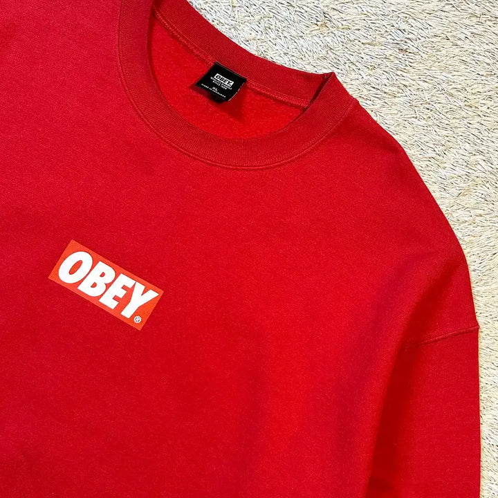 [BUNJANG] OBEY Spellout Box Logo Sweatshirt Red XL / [XL] 오베이 OBEY 스펠아웃 박스로고 맨투맨 레드