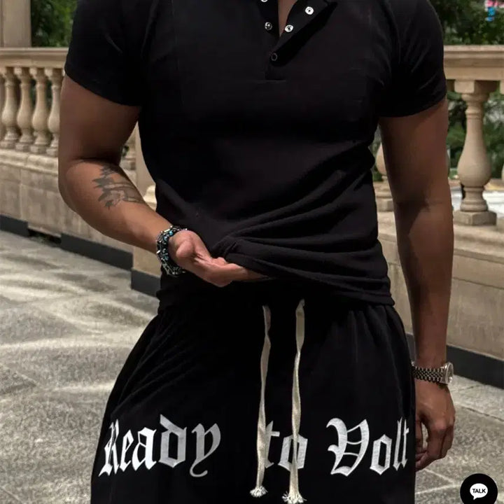[BUNJANG] Double Curve Snap Henley Ribbed Short Sleeve Muscle Fit T-Shirt / (새상품) 더블 커브 스냅 헨리넥 골지 반팔 머슬핏 반팔