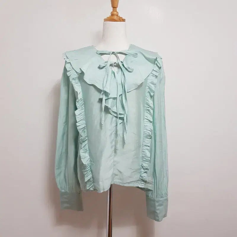 [SOLD OUT] 5203/IMVELY 여 free사이즈 민트블라우스/내옷방