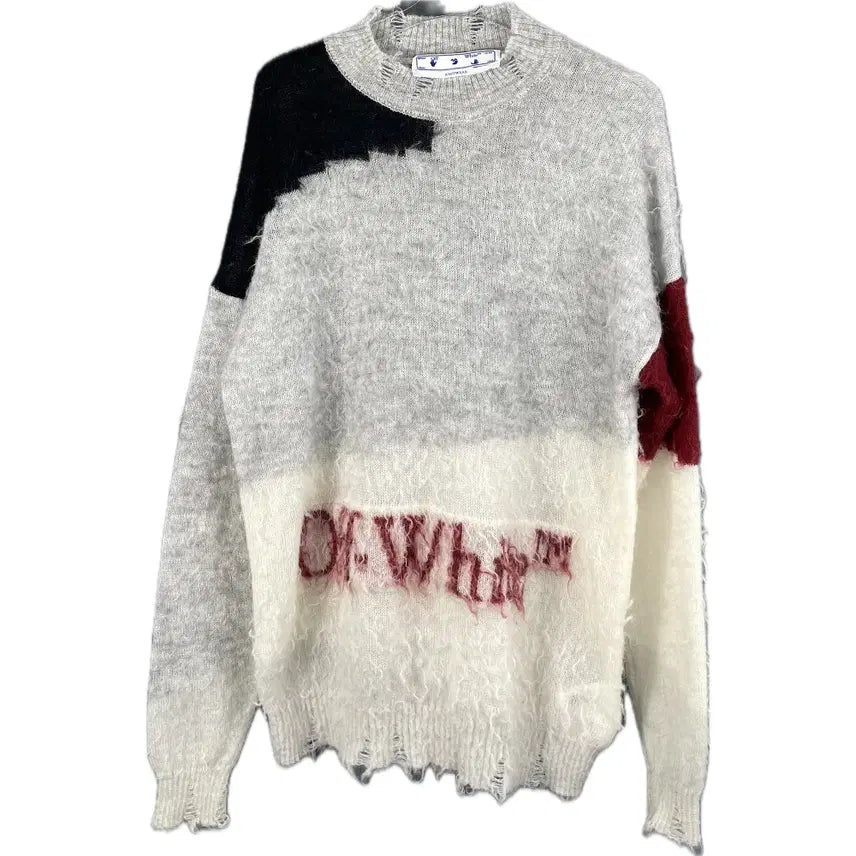[BUNJANG] Off-White Logo Punk Mohair Wool Knit (M) / [M] 오프화이트 로고 펑크 모헤어 울 니트 QR인증