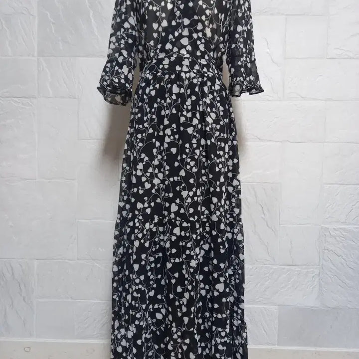 [BUNJANG] Chiffon Long Dress with Ruffle Detail / 쉬폰 롱 원피스