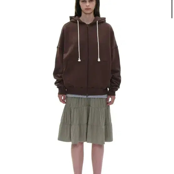 [BUNJANG] Partimento Shirring Midi Skirt Khaki / 파르티멘토 저지 셔링 미디 스커트 카키