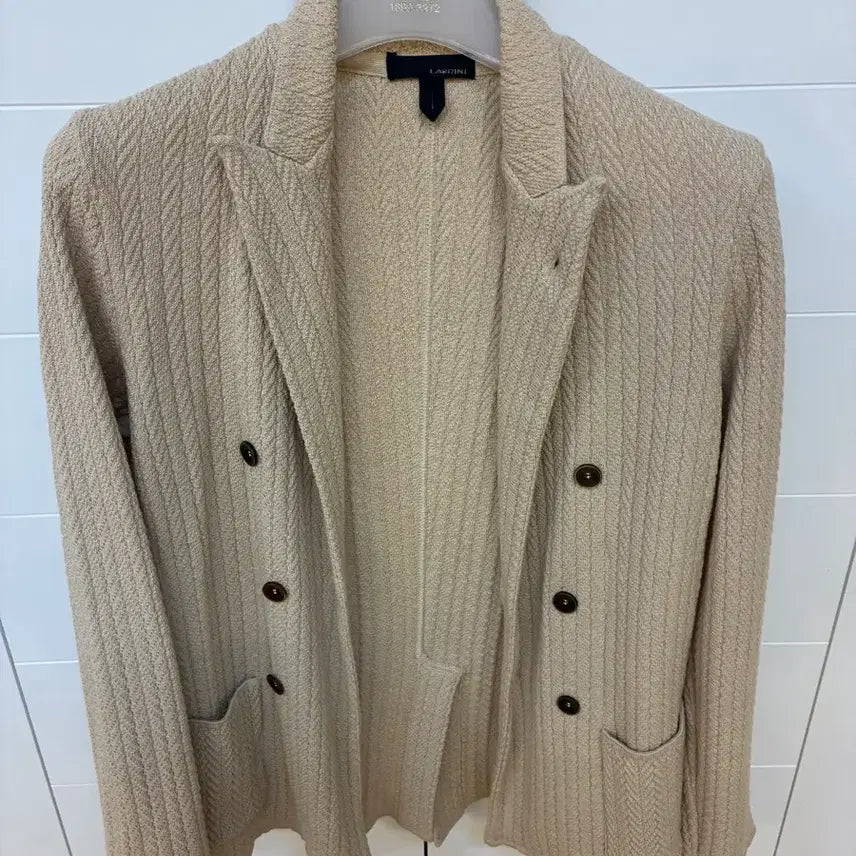 [BUNJANG] Lardini Double Breasted Knit Jacket Beige / 라르디니 더블 브레스티드 니트 자켓