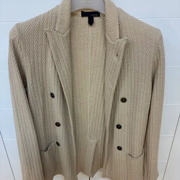 [BUNJANG] Lardini Double Breasted Knit Jacket Beige / 라르디니 더블 브레스티드 니트 자켓