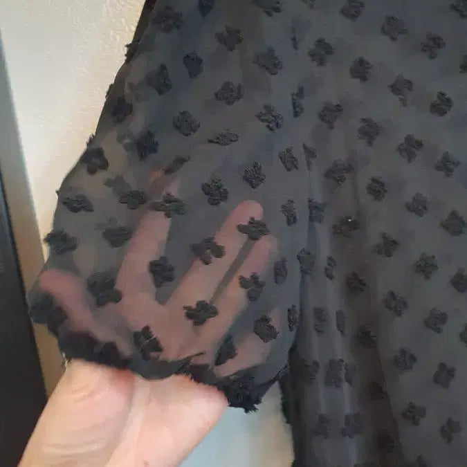 [BUNJANG] Black See-Through Pattern Long Dress (One Size) / 시스루원피스 프리사이즈