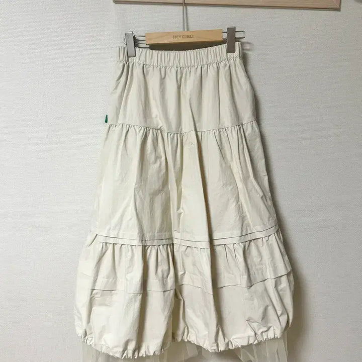 [BUNJANG] No Contents Shirring Mesh Skirt Cream / 노컨텐츠 셔링 메쉬 스커트 크림