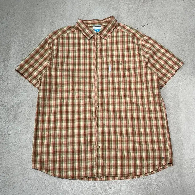 [BUNJANG] Columbia Check Half Shirt / 컬럼비아 체크 하프셔츠 s10958