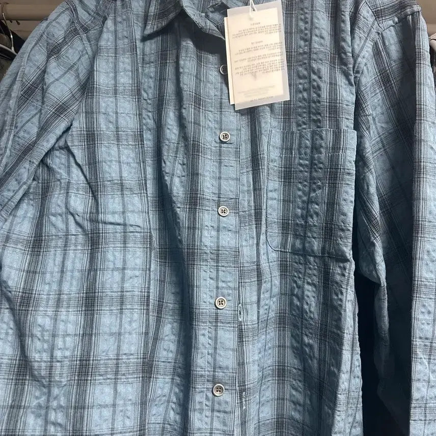 [BUNJANG] Mood Inside Wrinkle Check Shirt Blue / 무드인사이드 링클 체크 셔츠 블루