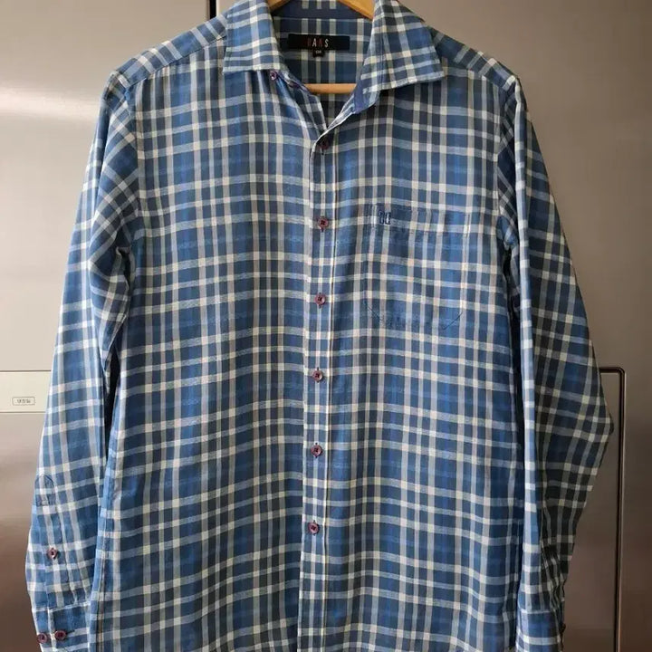 [BUNJANG] Daks Blue Check Long Sleeve Shirt / 닥스 블루 체크 긴팔 셔츠
