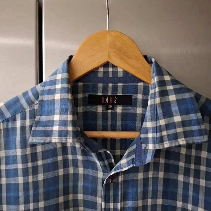 [BUNJANG] Daks Blue Check Long Sleeve Shirt / 닥스 블루 체크 긴팔 셔츠