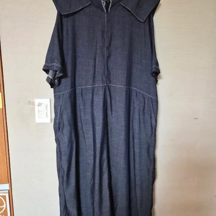 [BUNJANG] Denim Big Collar Long Dress / 데님 빅카라 롱 원피스