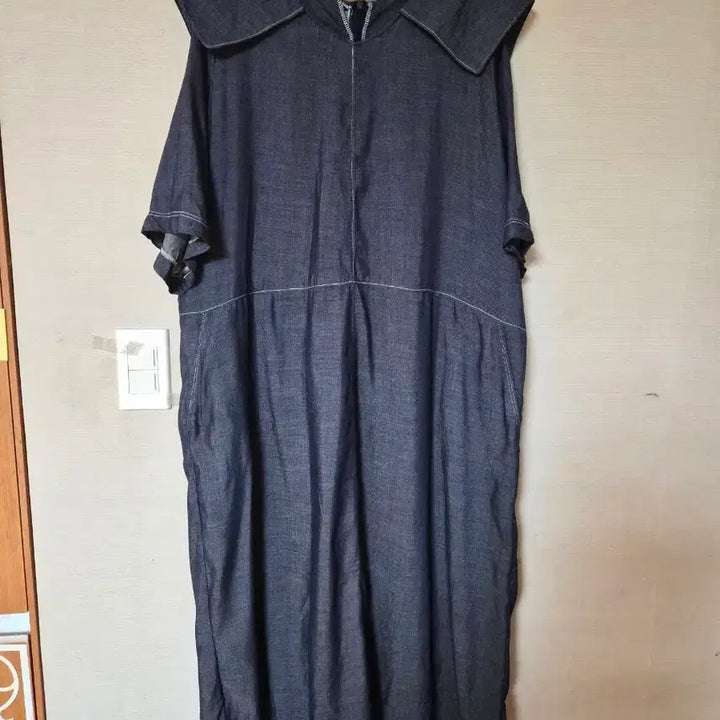 [BUNJANG] Denim Big Collar Long Dress / 데님 빅카라 롱 원피스