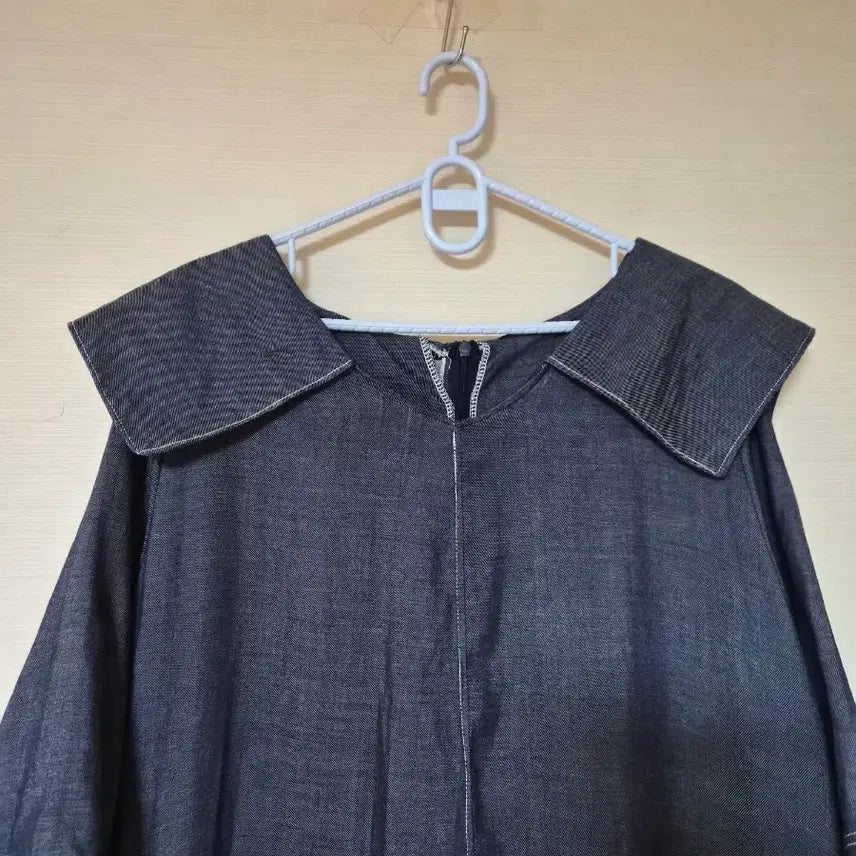 [BUNJANG] Denim Big Collar Long Dress / 데님 빅카라 롱 원피스