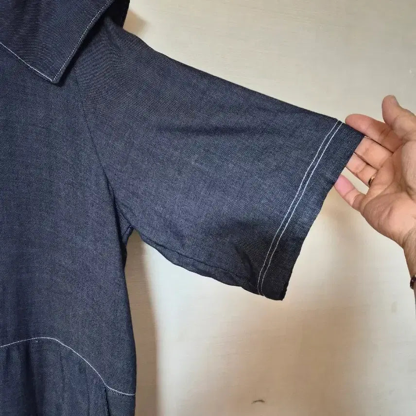 [BUNJANG] Denim Big Collar Long Dress / 데님 빅카라 롱 원피스