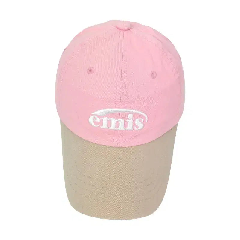 [BUNJANG] EMIS Color-Blocked Two-Tone Ball Cap (Pink/Beige) / 이미스 배색 투톤 핑크 베이지 볼캡