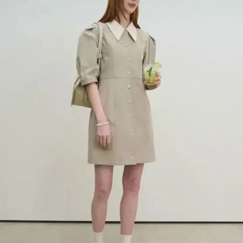 [BUNJANG] Grove 21ss Mini Dress Khaki Beige S / 그로브 원피스 (21ss nnuve mini ops 카키베이지 s)