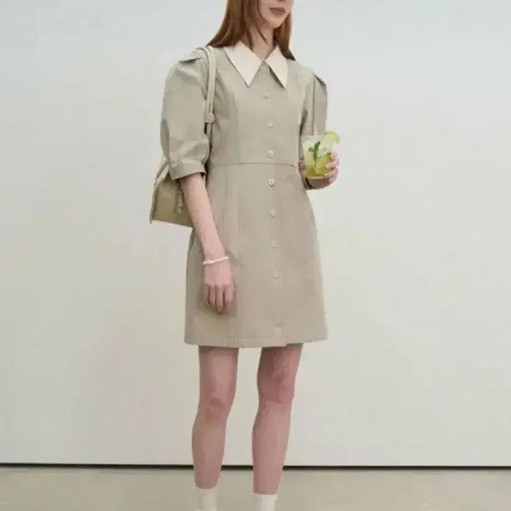 [BUNJANG] Grove 21ss Mini Dress Khaki Beige S / 그로브 원피스 (21ss nnuve mini ops 카키베이지 s)