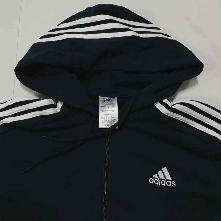 [BUNJANG] Adidas Black Three-Stripes Hoodie L / [정품] 아디다스 블랙 삼선 후집 [ L ]