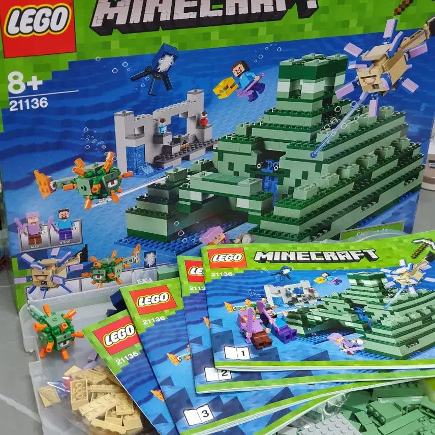 [BUNJANG] Lego 21136 Minecraft Ocean Monument / 레고 21136 마인크래프트 오션 monument 1회조립 풀박스