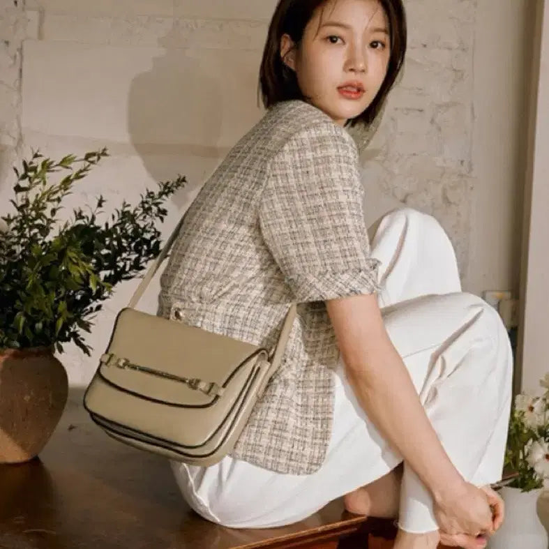 [BUNJANG] Louvre Tweed Short Sleeve Jacket Yellow / [새상품] 루에브르 트위드 반팔자켓