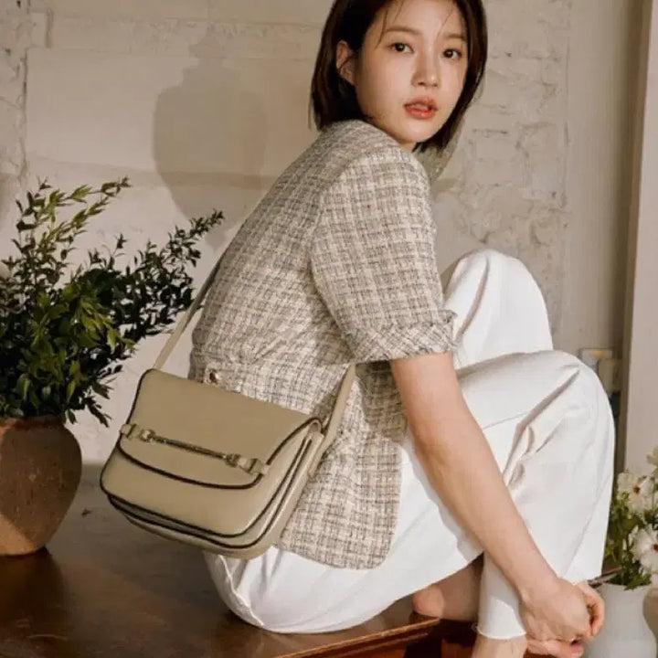 [BUNJANG] Louvre Tweed Short Sleeve Jacket Yellow / [새상품] 루에브르 트위드 반팔자켓