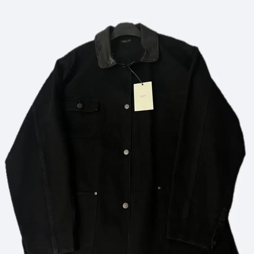 [BUNJANG] BEHIVE 26SS Washed Leather Collar Coverall Black / 비헤비어 / 26SS 워시드 레더 카라 커버올 블랙 / 4