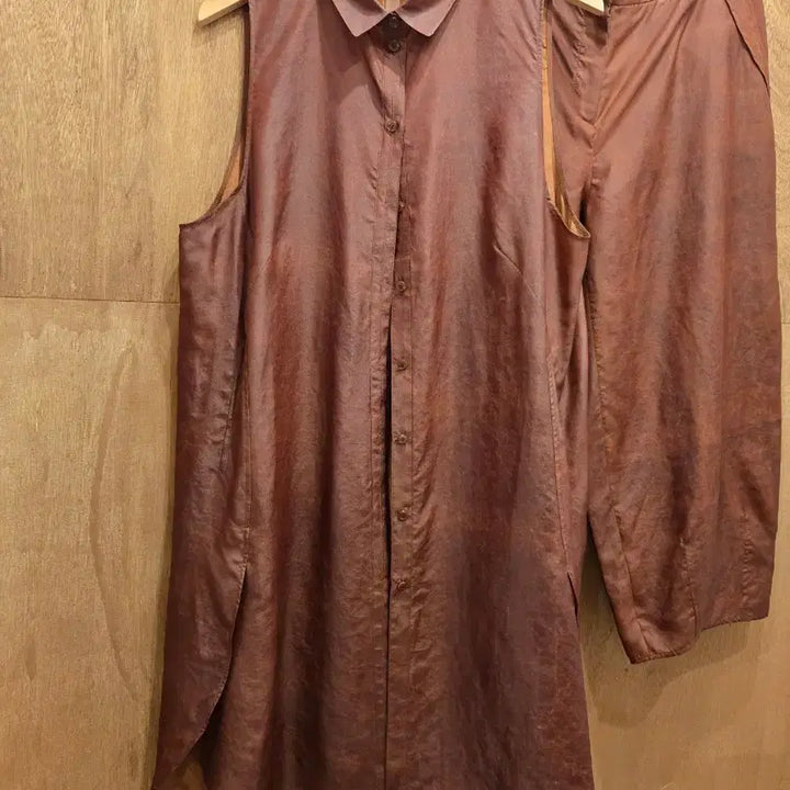 [BUNJANG] isae 100% Silk Mud-Dyed Vest Dress and Pants Set / 이새 isae 실크100진흙염색 세트