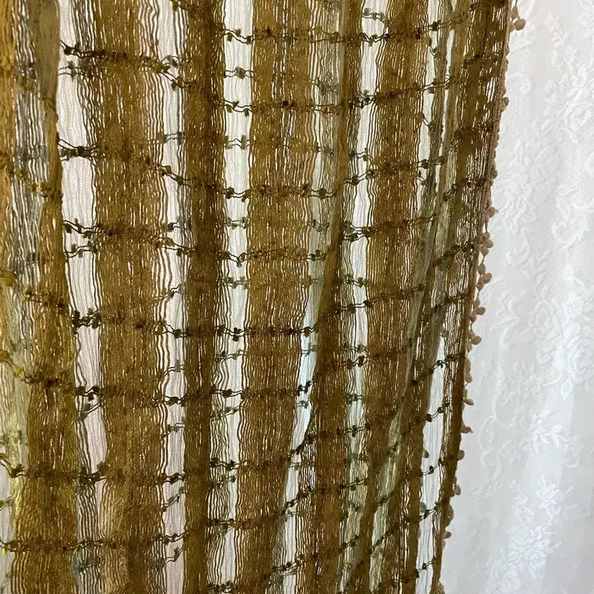 [BUNJANG] Vintage Sheer Stripe Knit Muffler Khaki / 빈티지 시스루 스트라이프 니트 머플러 카키