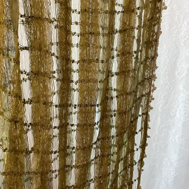 [BUNJANG] Vintage Sheer Stripe Knit Muffler Khaki / 빈티지 시스루 스트라이프 니트 머플러 카키