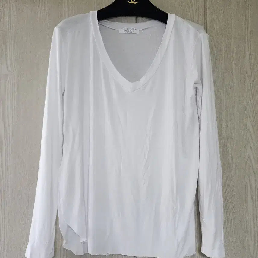 [BUNJANG] James Perse White Cotton V-Neck Long Sleeve T-Shirt / 화이트 코튼 브이넥 롱슬리브 티셔츠