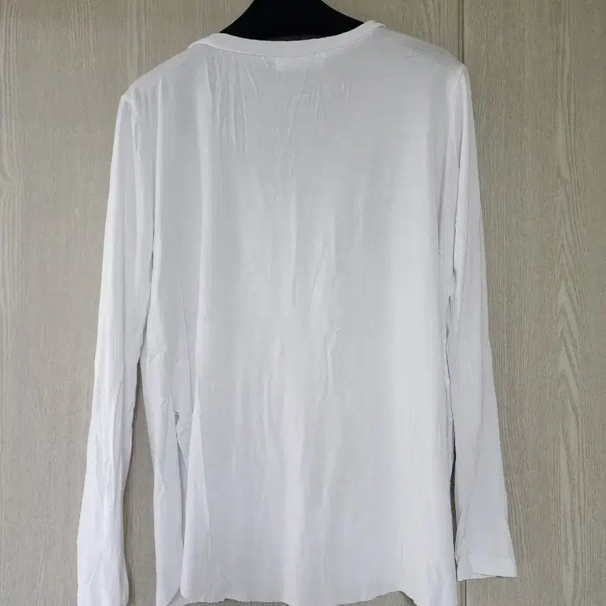 [BUNJANG] James Perse White Cotton V-Neck Long Sleeve T-Shirt / 화이트 코튼 브이넥 롱슬리브 티셔츠