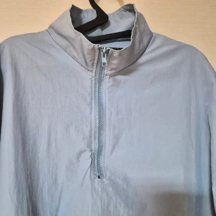 [BUNJANG] Half-Neck Zip-Up Blue Short-Sleeve T-Shirt / 하프넥 반집업 블루 반팔 티셔츠