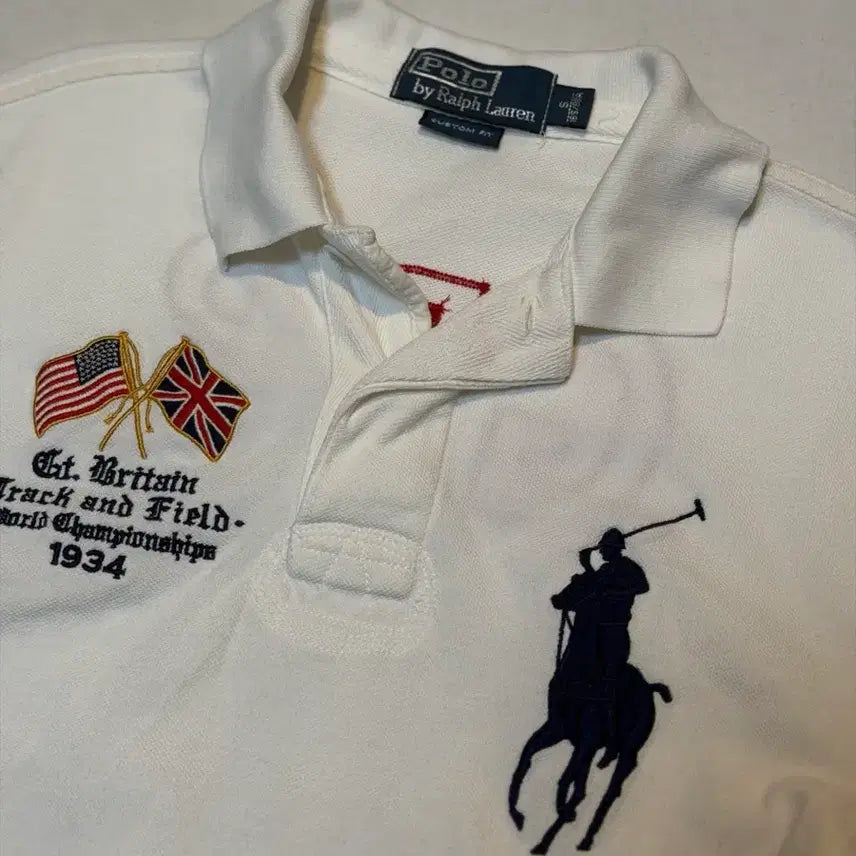 [BUNJANG] Polo Ralph Lauren Big Pony Britton T-Shirt White / 폴로 랄프로렌 빅포니 브리튼 백로고 카라티 화이트