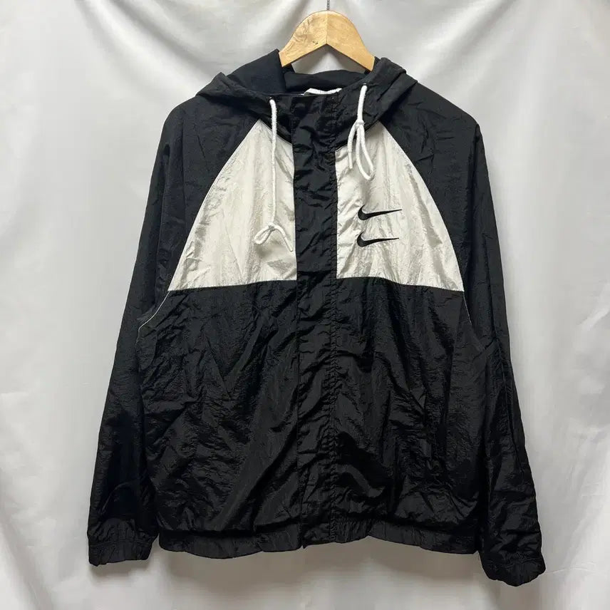 [BUNJANG] Nike Double Swoosh Black Woven Windbreaker Jacket M / [정품/M] 나이키 더블스우시 블랙 우븐 바람막이