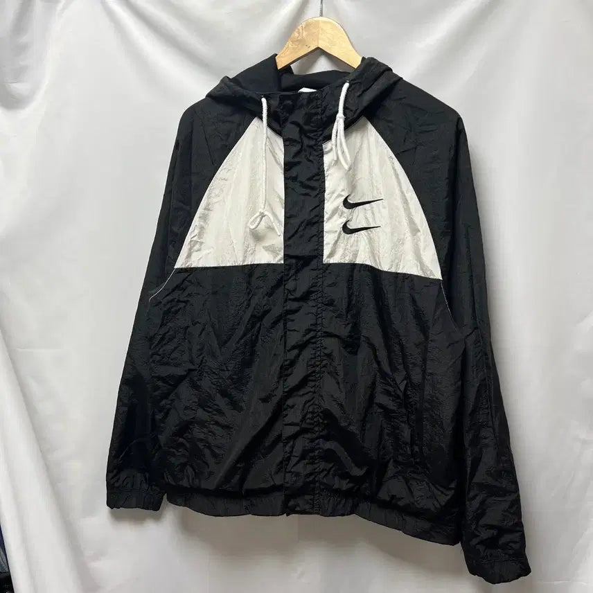 [BUNJANG] Nike Double Swoosh Black Woven Windbreaker Jacket M / [정품/M] 나이키 더블스우시 블랙 우븐 바람막이