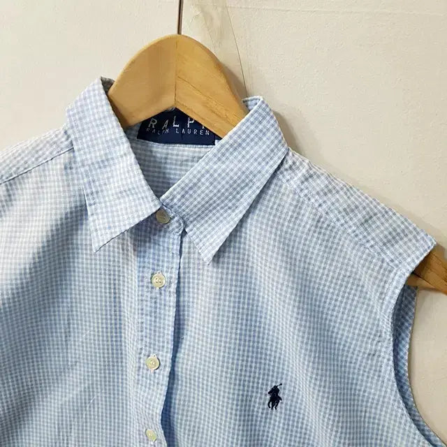 [BUNJANG] Ralph Lauren Sleeveless Check Shirt Blue / 랄프로렌 민소매 체크 셔츠 블루