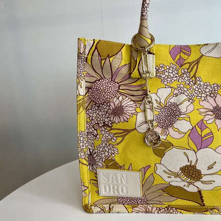 [BUNJANG] Sandro Cassba Floral Print Canvas Top Handle Bag / 산드로 카스바 플로럴 프린트 캔버스 탑 핸들 백(정품)