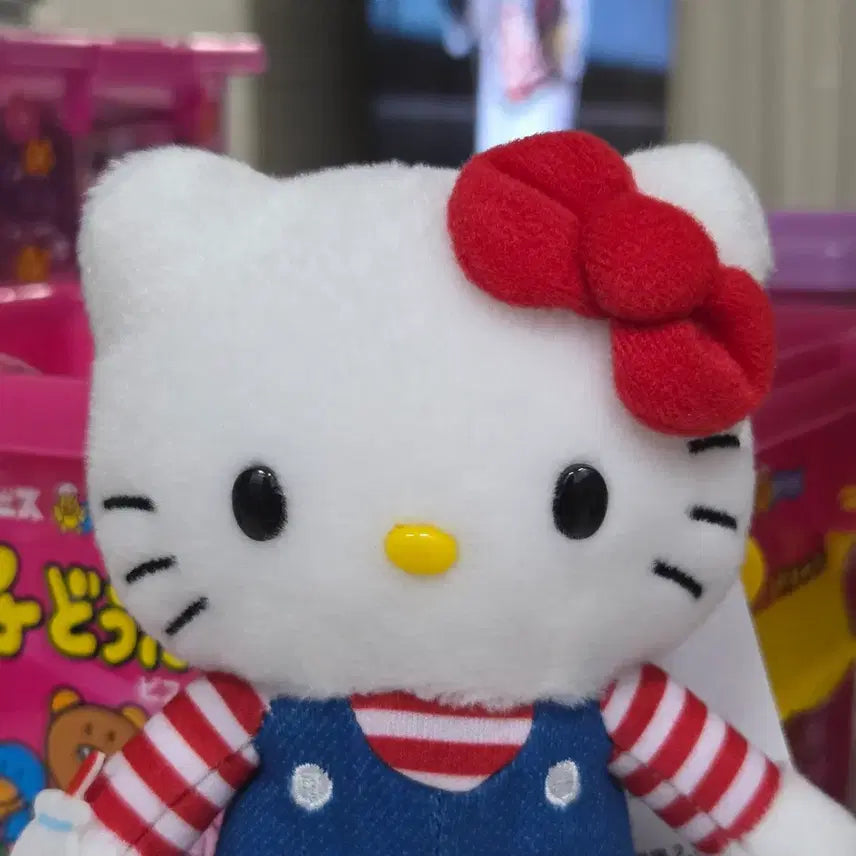 [BUNJANG] Hello Kitty 50th Anniversary Tokyo Exhibition Denim Mascot Doll Keychain / 헬로키티 도쿄 전시회 멜빵 데님 마스코트 50주년 인형 키링