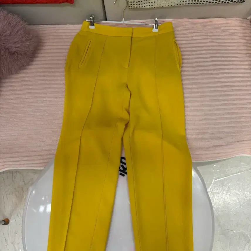 [BUNJANG] ZARA BASIC Yellow Slim Straight Fit Slacks Pants / ZARA BASIC 옐로우 슬랙스 팬츠