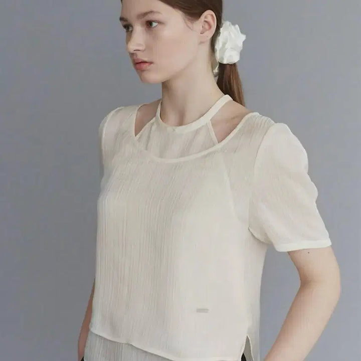 [BUNJANG] Loeuvre Halter Layered Wrinkle Blouse / (고민영 착용) 루에브르 홀터 레이어드 링클 블라우스