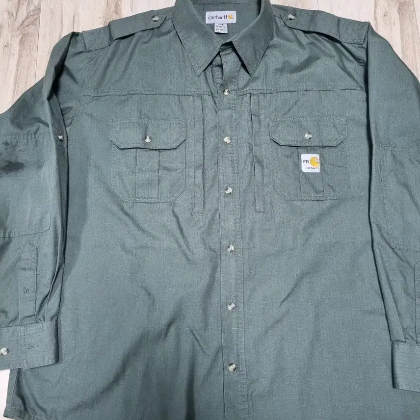 [BUNJANG] Carhartt FR Epaulet Khaki Work Shirt XXL / 칼하트FR 투포켓 견장 카키 워크셔츠 XXL