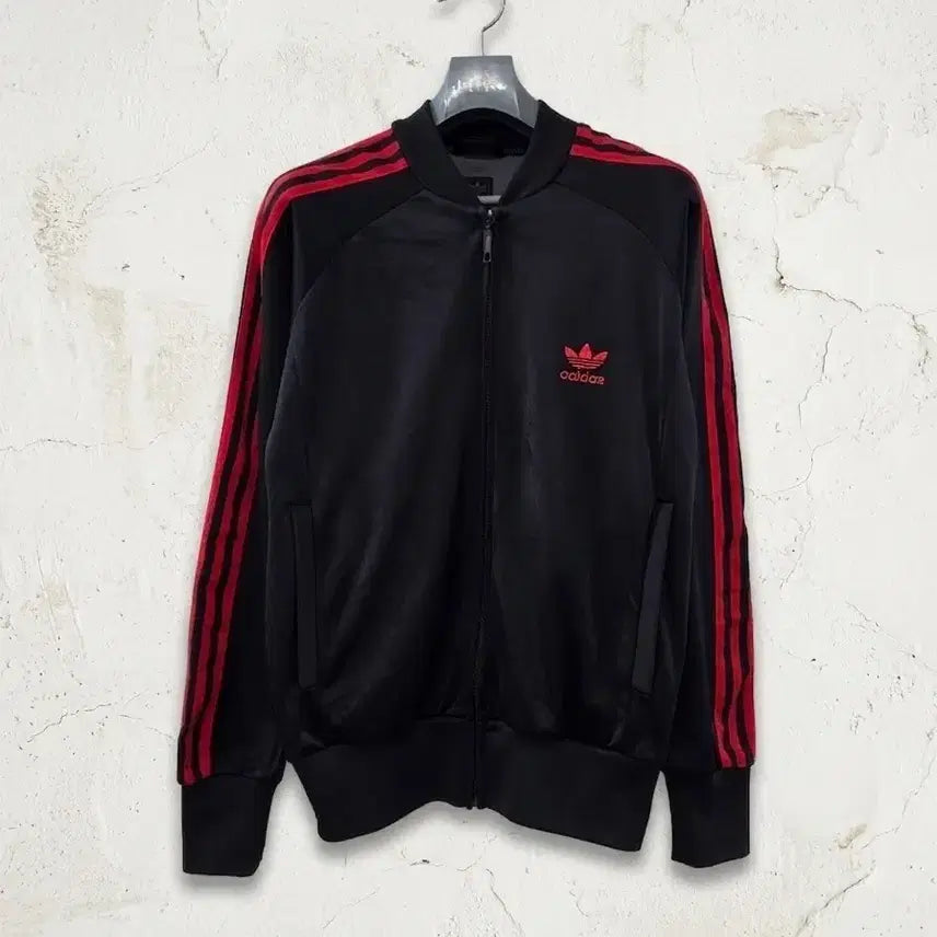 [BUNJANG] Adidas Superstar Track Top Jersey Black Red 100 / 아디다스 슈퍼스타 트랙탑 져지 블랙 레드 100