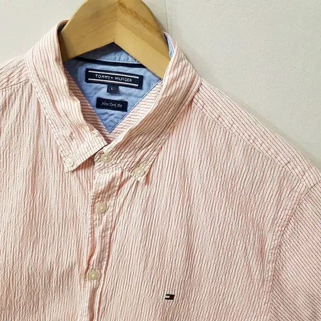 [BUNJANG] Tommy Hilfiger Striped Shirt Red L / TOMMY HILFIGER 타미힐피거 스트라이프 셔츠 레드