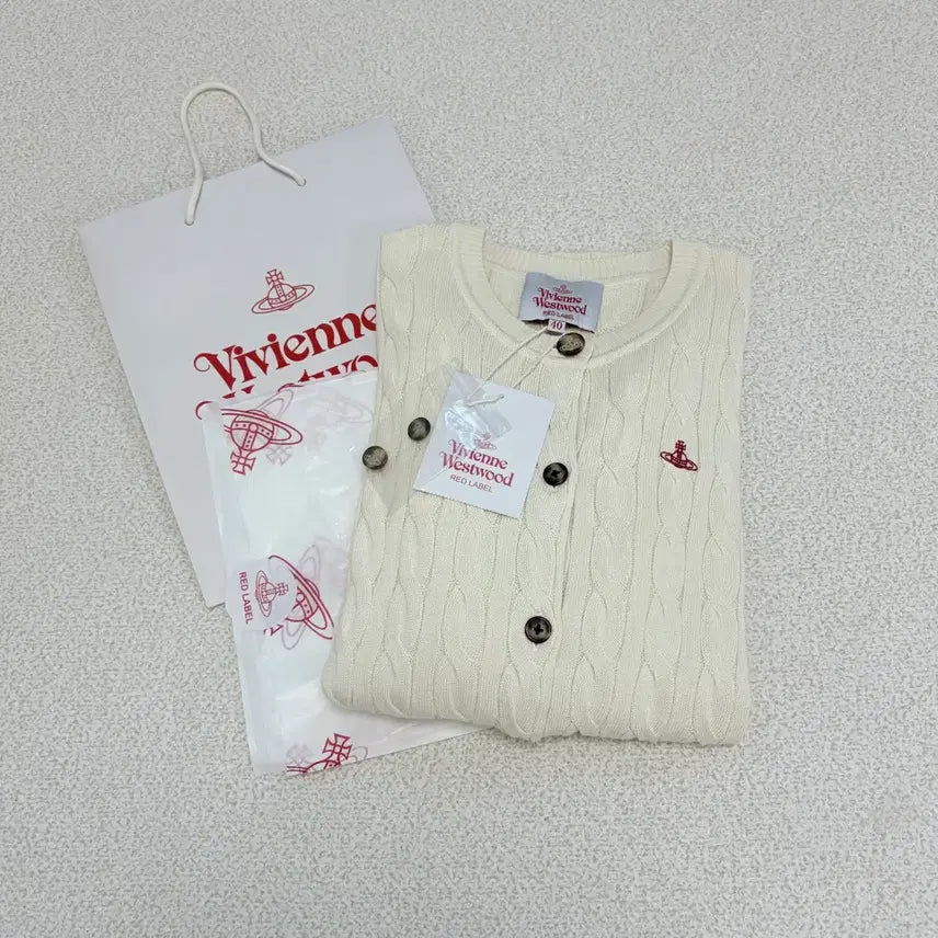 [BUNJANG] Vivienne Westwood Cable Knit Cardigan Ivory Size 40 / 비비안웨스트우드 케이블 아이보리 가디건 40사이즈